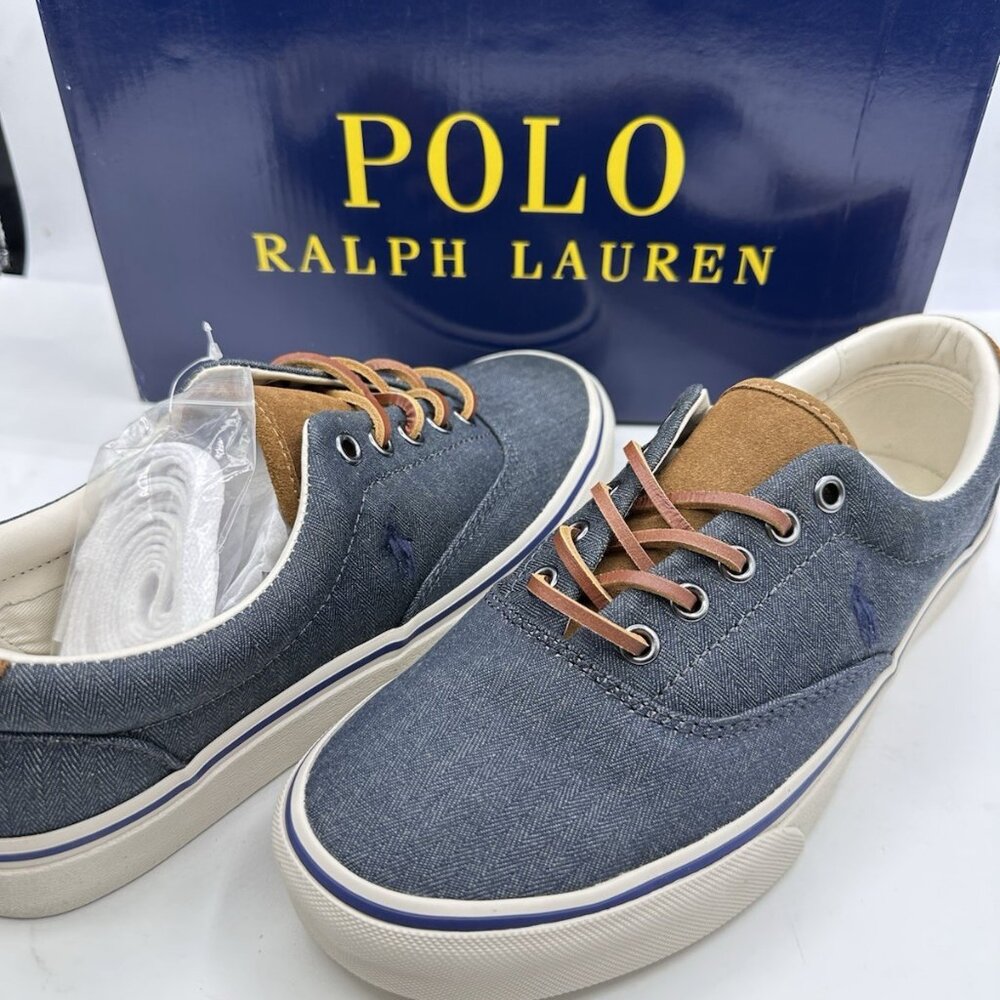 Polo Ralph Lauren Men's Keaton Suede-Trim Herringbone Sneaker 9.5 D